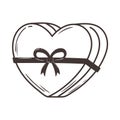 Gift box shaped heart love romantic doodle icon design Royalty Free Stock Photo