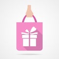 Gift box on shopping bag