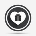 Gift box sign icon. Love Present symbol. Royalty Free Stock Photo
