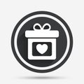 Gift box sign icon. Present symbol. Royalty Free Stock Photo