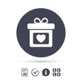 Gift box sign icon. Present symbol. Royalty Free Stock Photo