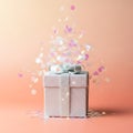 Gift Box with Sparkling Confetti Royalty Free Stock Photo