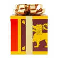 Gift box with Sri Lankan flag. Holiday in Sri Lanka, concept. 3D rendering