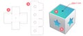 Gift box with star window cover die cut template design