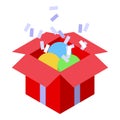 Gift box subscription icon, isometric style