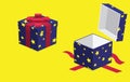 Present Gift Magic Box Wrapped Unwrapped Vector