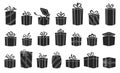 Gift box vector black set icon. Illustration of isolated black icon gift box with ribbon. Vector illustration set Royalty Free Stock Photo