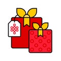 Gift box vector, Chinese New year filled icon Royalty Free Stock Photo