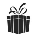 Gift box vector icon.Black vector icon isolated on white background gift box. Royalty Free Stock Photo
