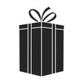 Gift box vector icon.Black vector icon isolated on white background gift box . Royalty Free Stock Photo