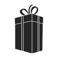Gift box vector icon.Black vector icon isolated on white background gift box . Royalty Free Stock Photo