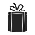 Gift box vector icon.Black vector icon isolated on white background gift box . Royalty Free Stock Photo