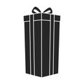 Gift box vector icon.Black vector icon isolated on white background gift box . Royalty Free Stock Photo