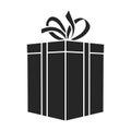 Gift box vector icon.Black vector icon isolated on white background gift box . Royalty Free Stock Photo