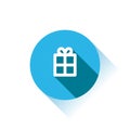 Gift box vector icon - colored blue round buttons with long shadow Royalty Free Stock Photo