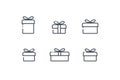 Gift box vector icon set. Presents line outline sign isolated on white. Sale, shopping Birthday, Christmas concept Royalty Free Stock Photo