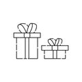 Gift box Vector outline illustration isolated on white background