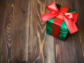 Gift box on the wooden board Royalty Free Stock Photo