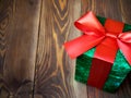Gift box on the wooden board Royalty Free Stock Photo