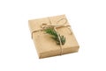 Gift box wrapped craft paper on the isolation background Royalty Free Stock Photo