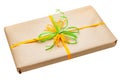 Gift box wrapped in brown recycled paper Royalty Free Stock Photo