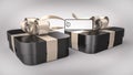 Gift box wrapped ribbon bow decoration.