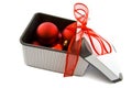 Gift box with xmas balls Royalty Free Stock Photo