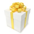 Gift Box with Yellow Ribbon and Bow Royalty Free Stock Photo