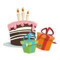 Gift boxes and birthday cakes icon, colorful design