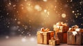 Gift boxes on bokeh background. Christmas and New Year concept. Royalty Free Stock Photo