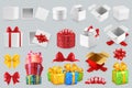 Gift boxes with bows. set of vector icons