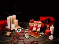 Gift boxes and candles Royalty Free Stock Photo