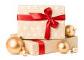 gift boxes and Christmas ornaments Royalty Free Stock Photo