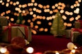 Gift boxes, Christmas tree with lights for christmas theme Royalty Free Stock Photo