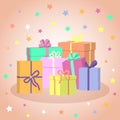 Gift boxes. Colorful presents. Vector illustration.