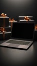 Gift boxes on computer keyboard with a bow. 3 d rendering