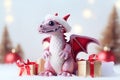 With the gift boxes the dragon is the symbol of the New Year, the concept of festive shopping and the idea of sales