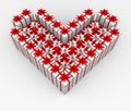 Gift boxes in the form of the heart.