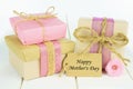 Gift boxes with Happy Mother's Day tag