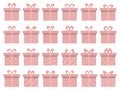 Gift boxes icons set isolated on white background. Silhouettes of the boxes for posters, banners and promotional materials. Vector Royalty Free Stock Photo