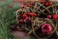 Gift boxes with a large red bow against a background bokeh of twinkling party lights. Luxury New Year gift. Christmas gift. Royalty Free Stock Photo