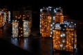 Gift boxes made of street lights at night