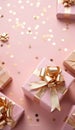 Gift boxes on pink background by generative AI