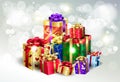 Christmas gift boxes silver bokeh lights wallpaper