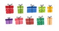 Gift boxes, presents vector icon set. Hand drawn doodle collection isolated on white. For Sale Birthday Christmas Royalty Free Stock Photo