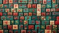Gift boxes with red bows and ribbons on a green background Royalty Free Stock Photo