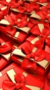 Gift Boxes with Red Bows: A Visual Delight