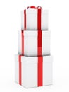 Gift boxes red white stack