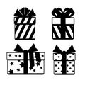 Gift boxes with ribbon bows icons set isolated over white