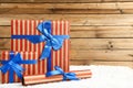 Gift boxes with ribbons Royalty Free Stock Photo